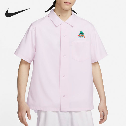 耐克新款男子纽扣休闲短袖