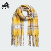 流苏运动围巾KV6601 三叶草女士格纹绒面经典 Adidas 阿迪达斯正品