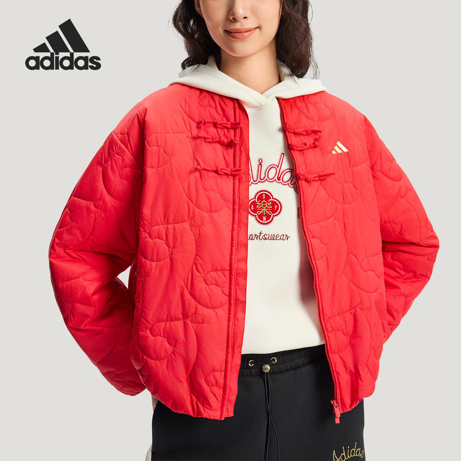 Adidas/阿迪达斯官方正品冬季女士新中式简约经典时尚棉服KS0630