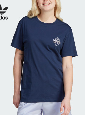Adidas/阿迪达斯官方正品三叶草WatermarkGraphic女短袖T恤IU2488