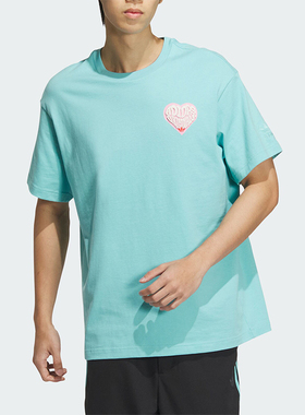 Adidas/阿迪达斯正品三叶草情侣款印花宽松针织短袖T恤JE3471