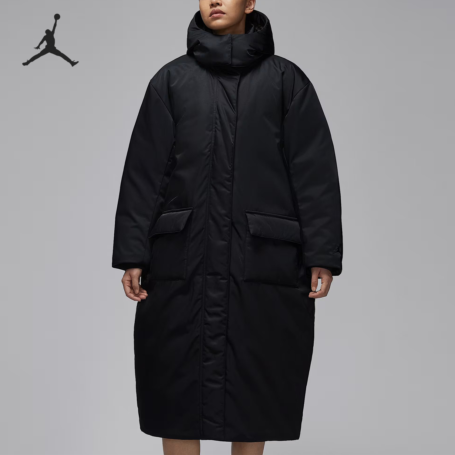 耐克女士连帽宽松保暖口袋羽绒服