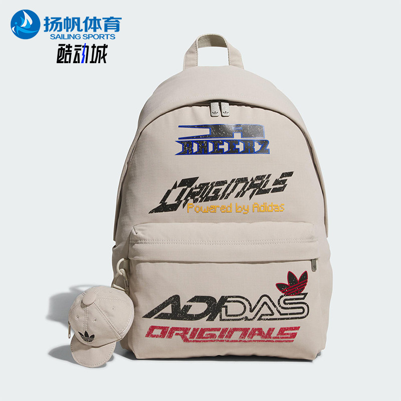 Adidas/阿迪达斯正品三叶草男女印花背带经典运动双肩背包KF2502
