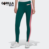 HL0024 三叶草女士复古高腰运动紧身拼接长裤 Adidas 阿迪达斯正品