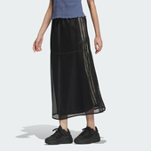 三条杠网纱中长款 Adidas 女士经典 新款 半身裙JN9986 阿迪达斯正品