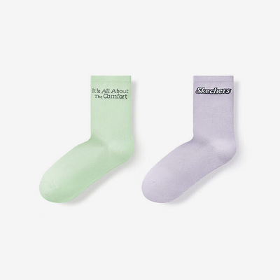 Skechers/斯凯奇正品夏季男女中筒运动日常透气休闲袜两双装