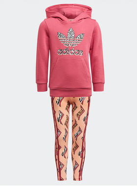 Adidas/阿迪达斯正品三叶草 新款小童休闲运动套头衫套装 GN2211