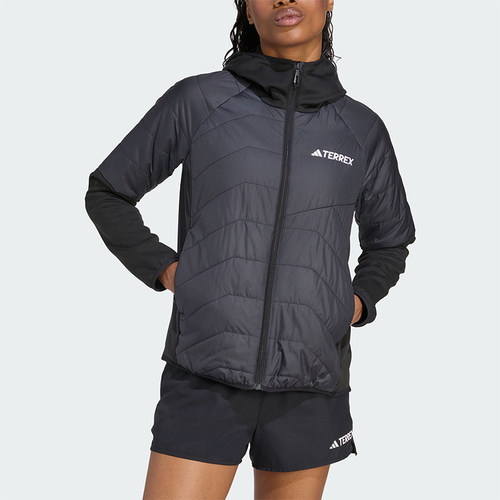 Adidas/阿迪达斯正品2026女士休闲户外保暖加绒拼接棉服JC5180
