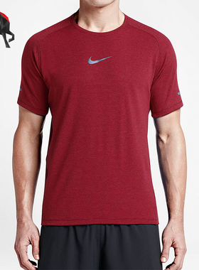 Nike/耐克正品新款男红灰色跑步训练经典健身短袖T恤717973-687