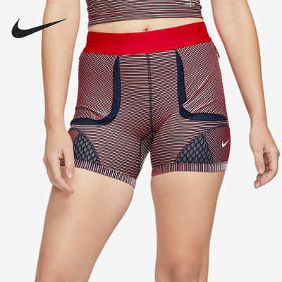 Nike/耐克官方正品时尚女士条纹高腰紧身透气健身短裤CU0224-498