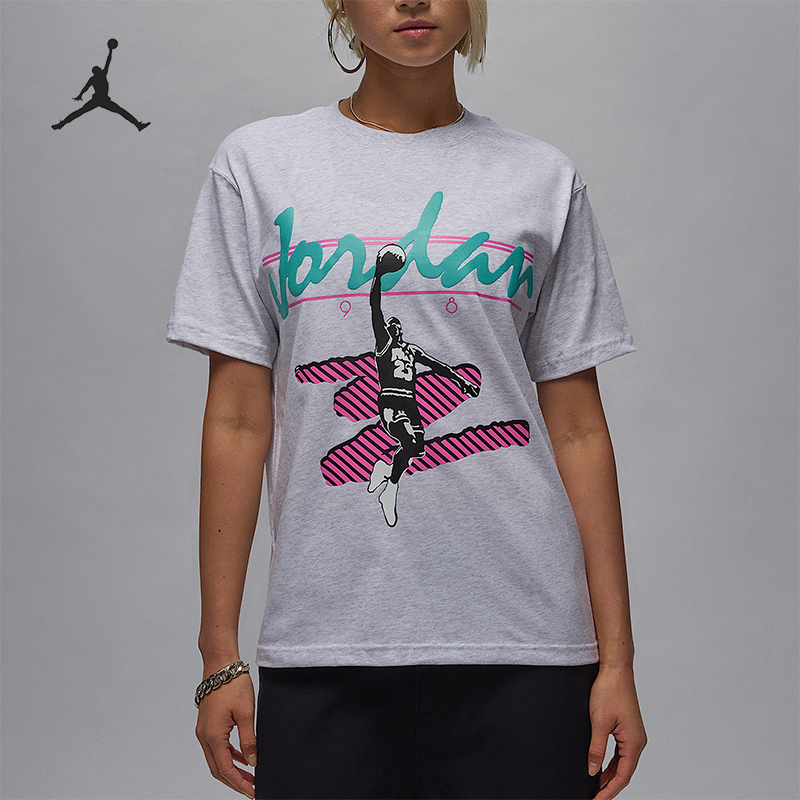 Nike/耐克正品JORDAN女士图案印花透气复古经典短袖HJ0130-051