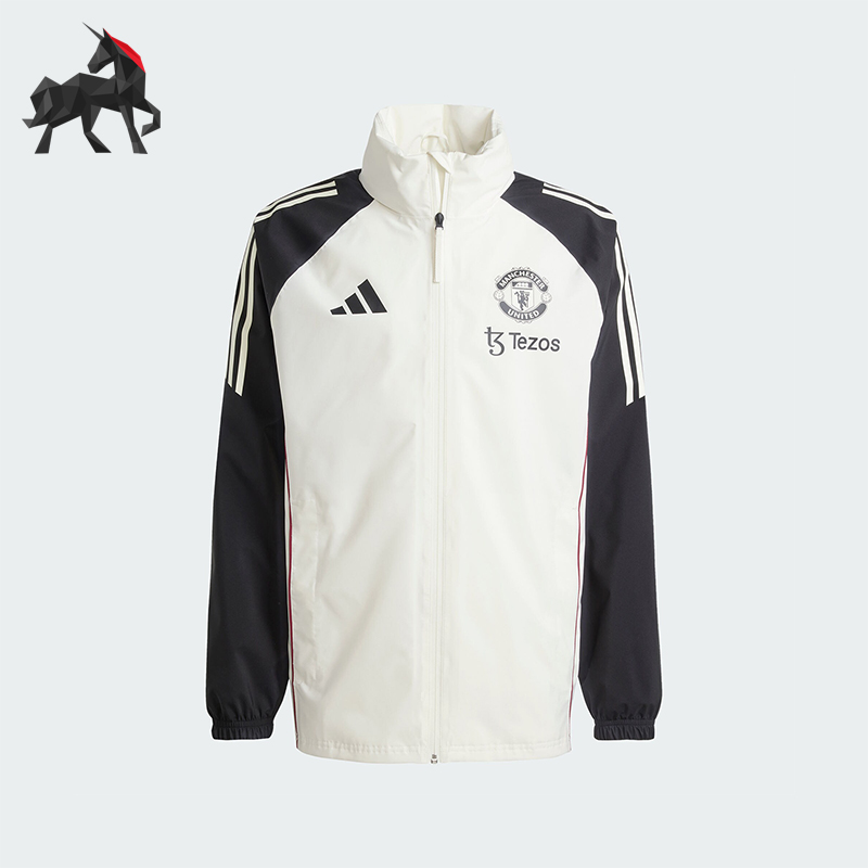 阿迪达斯男士拼接宽松立领外套