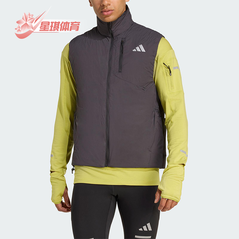 Adidas/阿迪达斯正品2025冬季男士立领保暖跑步运动棉马甲JM5715