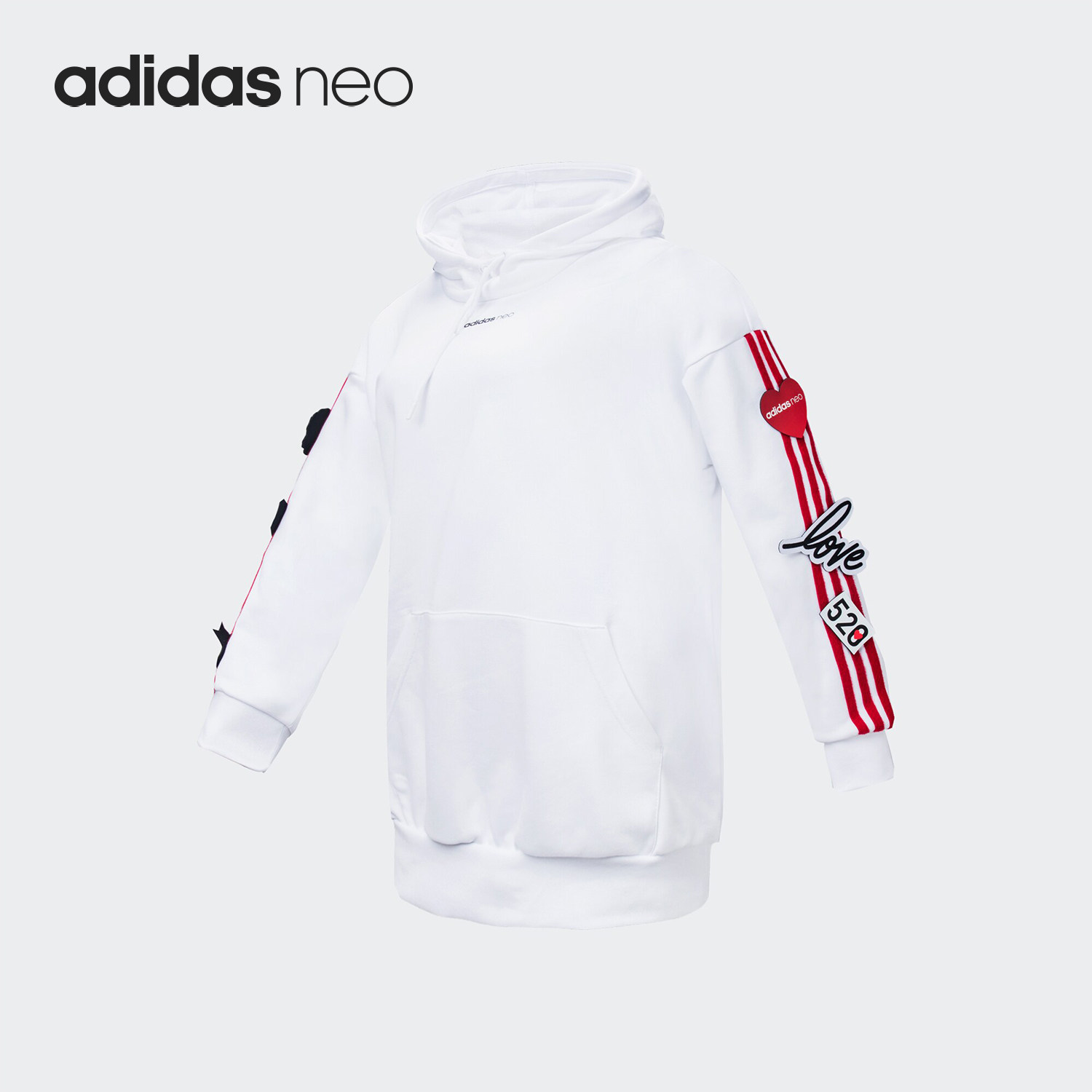 Adidas/阿迪达斯正品女子当季新款黑白色情侣连帽运动服EI4443