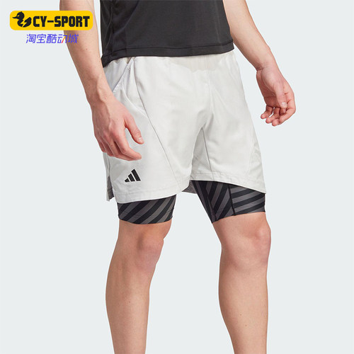 Adidas/阿迪达斯正品AeroreadyTwo-In-OnePro网球经典短裤IU3204