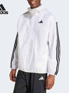 Adidas/阿迪达斯正品25春季新款男士运动梭织三条纹外套JF3682