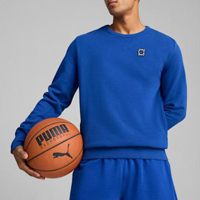 Puma/彪马官方正品圆领卫衣新款男蓝色篮球运动休闲卫衣630512-01