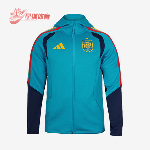 Adidas/阿迪达斯正品新款男蓝藏蓝色足球经典连帽夹克外套KS5202
