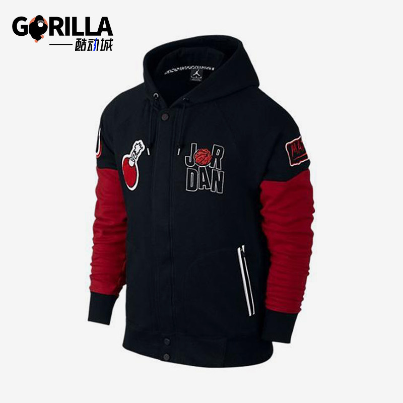 Nike/耐克正品JORDAN男士复古品牌Logo运动宽松连帽夹克外套