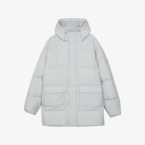Skechers/斯凯奇正品新款男士时尚休闲保暖中款连帽羽绒服
