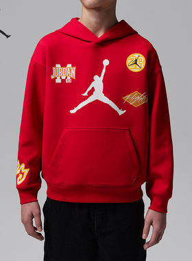 Nike/耐克正品JORDAN大童耐穿潮流休闲连帽针织套头衫IU5377-687