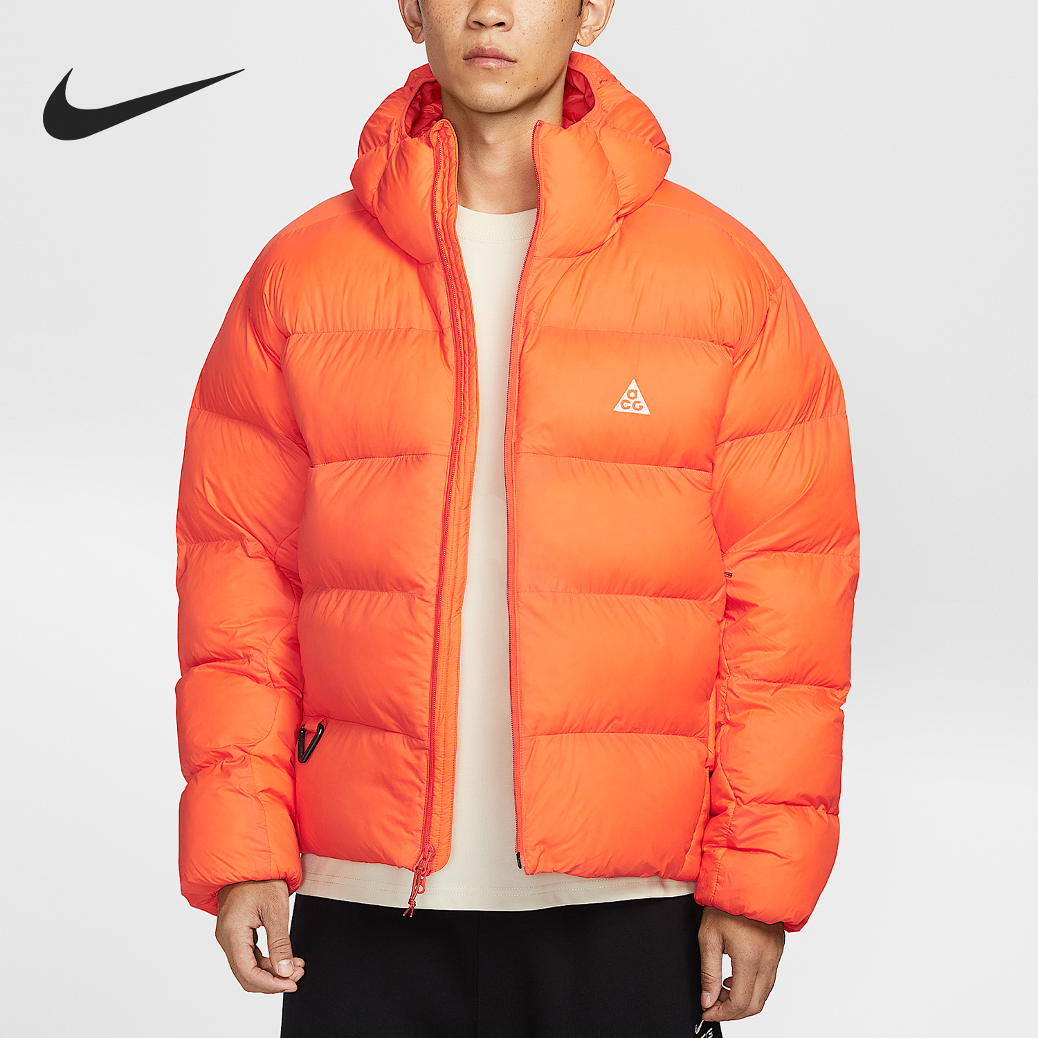 耐克男士保暖运动连帽宽松棉服