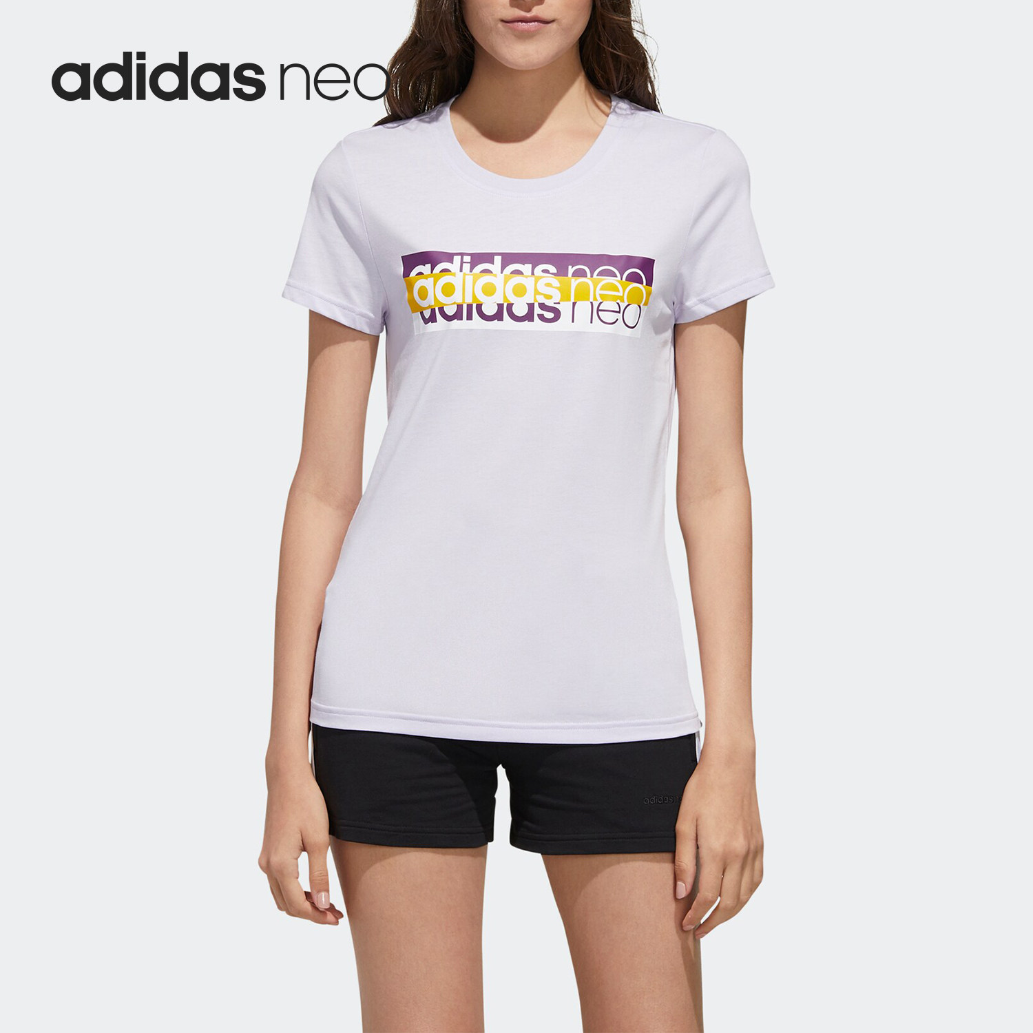 Adidas/阿迪达斯正品neo 夏季新款女子运动休闲短袖T恤FP7369