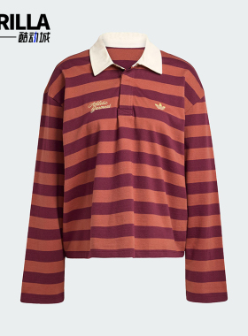 Adidas/阿迪达斯正品三叶草女士休闲条纹翻领运动POLO衫KF2323