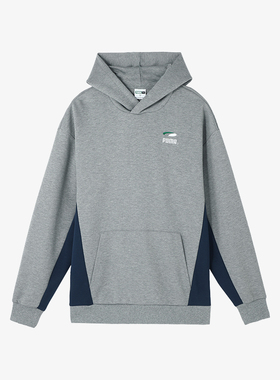 Puma/彪马官方正品PUMAS Hoody男士拼接口袋连帽印花时尚保暖卫衣