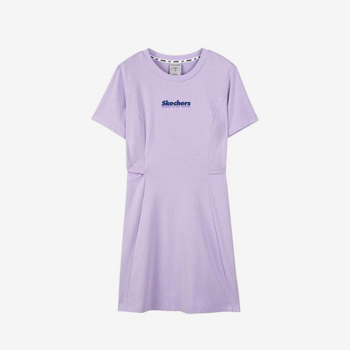 Skechers/斯凯奇正品2023夏季女子休闲简约运动针织连衣裙