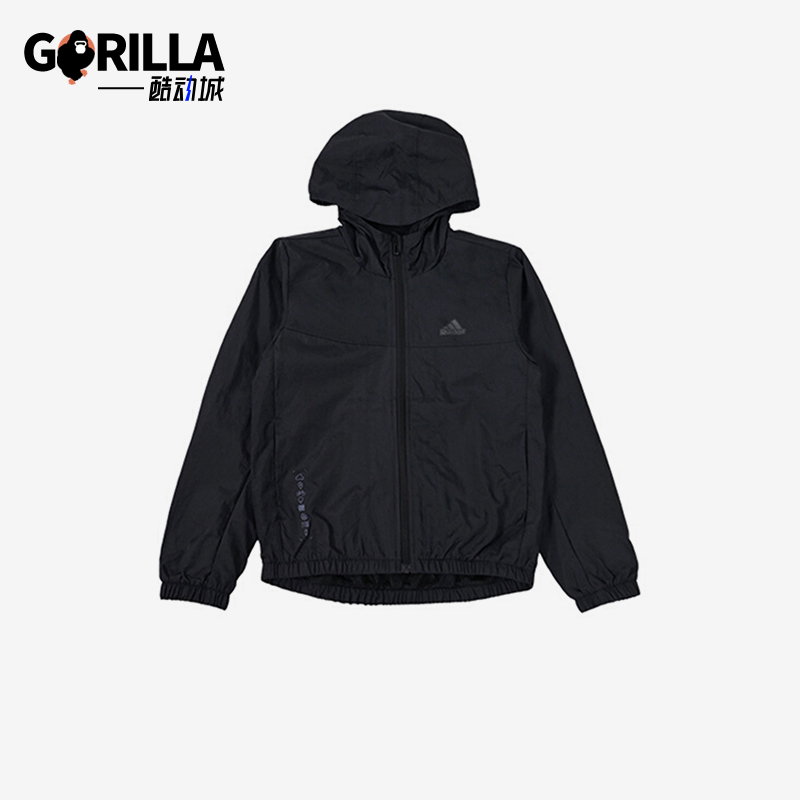 阿迪达斯大童连帽防风夹克外套