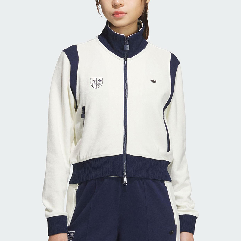 Adidas/阿迪达斯正品三叶草女士拉链复古针织立领运动外套JM8022