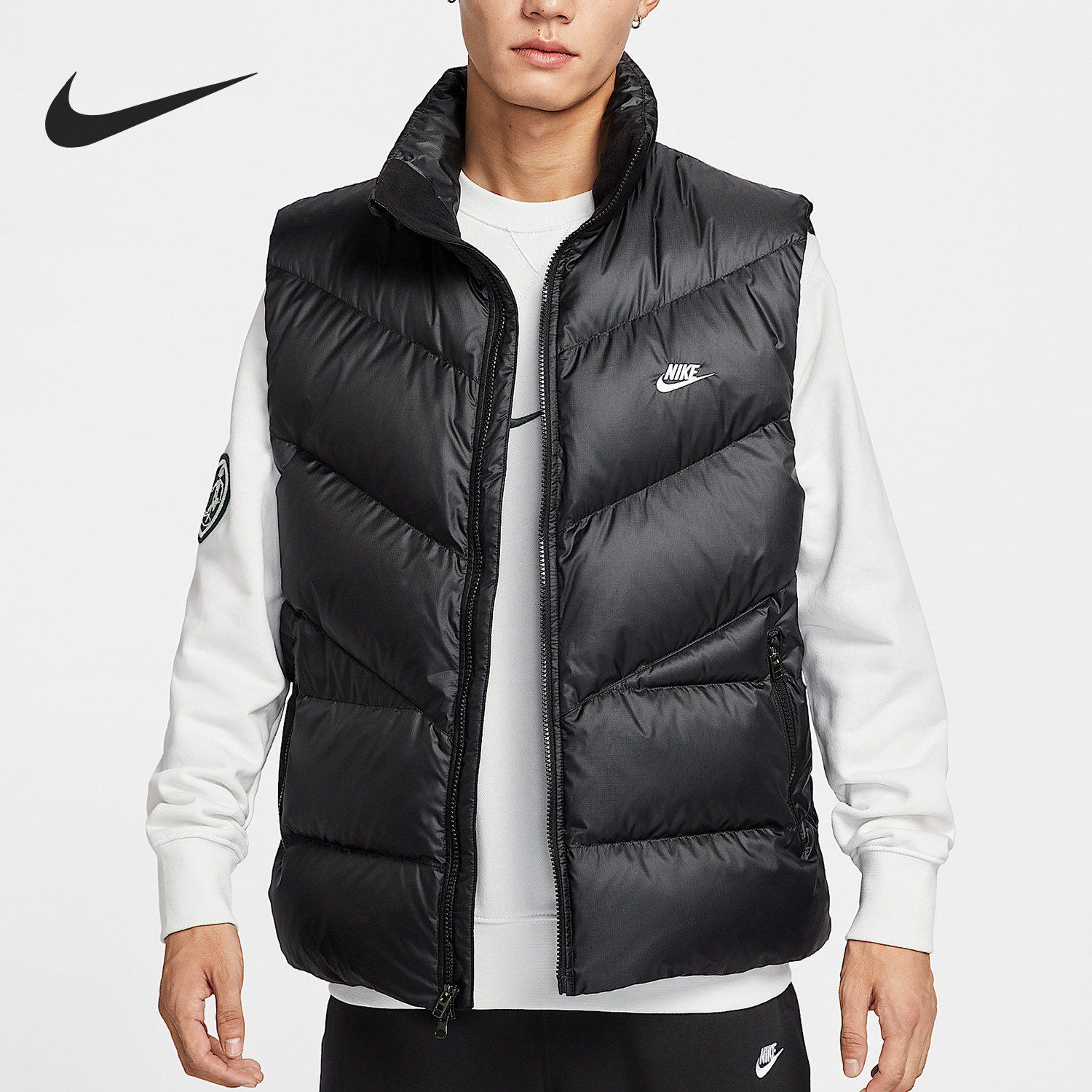 Nike/耐克官方正品舒适男士宽松立领拒水保暖羽绒马甲HV2721-010