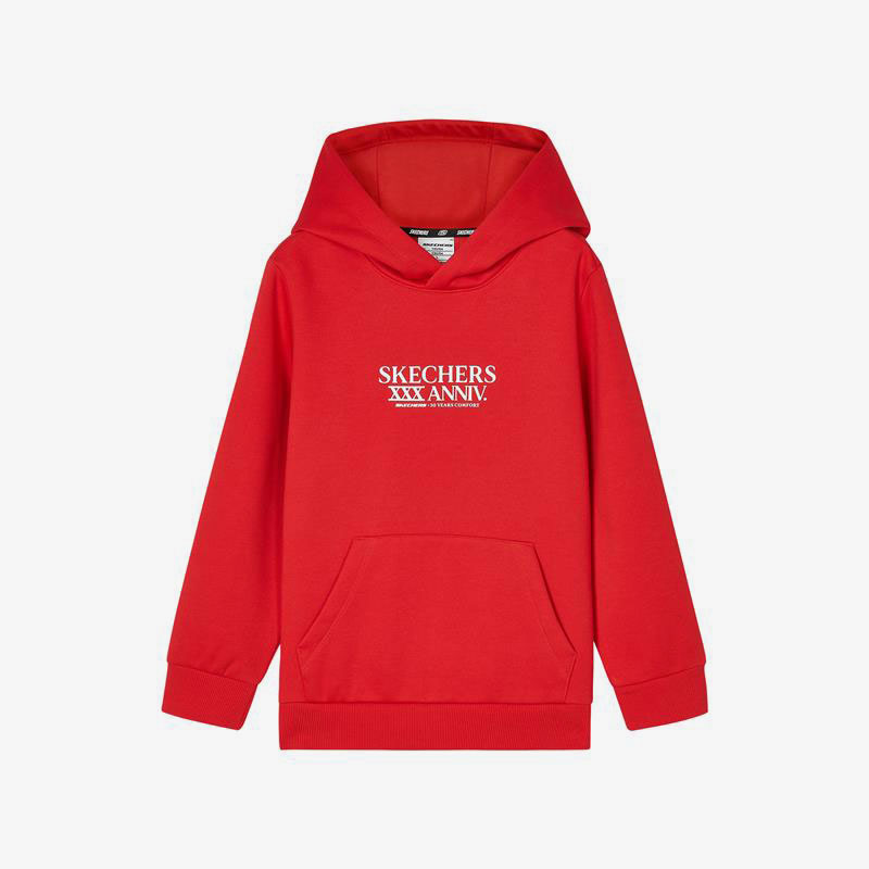 Skechers/斯凯奇正品当季新款儿童运动简约连帽休闲套头卫衣