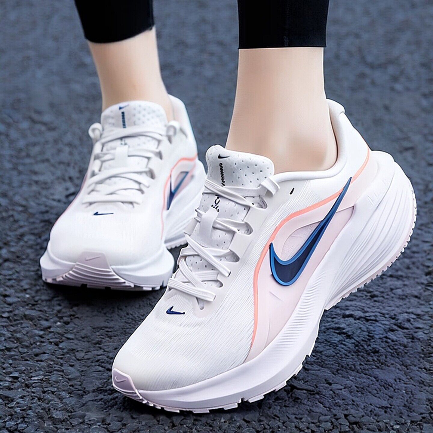 NIKE耐克休闲鞋女鞋夏季新款运动鞋厚底轻便透气缓震白色跑步鞋图片