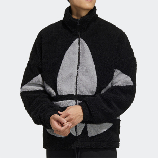 Adidas 三叶草男女羊羔毛立领运动保暖外套HC0325 阿迪达斯正品