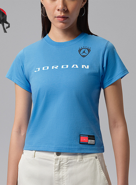 Nike/耐克正品JORDANBroklyn新款女大学经典蓝黑色T恤IR8804-412