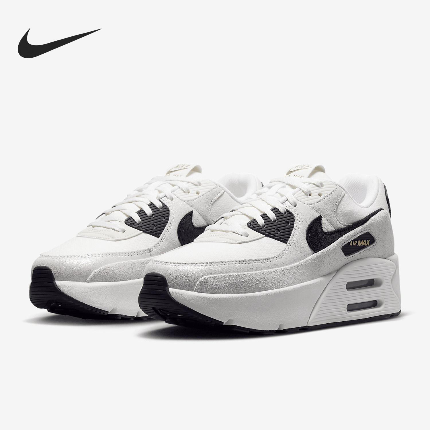 Nike/耐克正品AIR MAX 90女士厚底气垫耐磨跑步鞋HQ3497-100