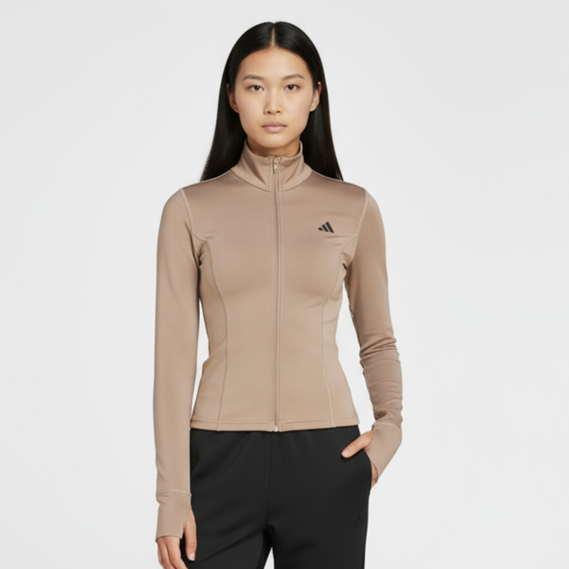 Adidas/阿迪达斯正品2025女士半高领健身运动修身外套JW2815