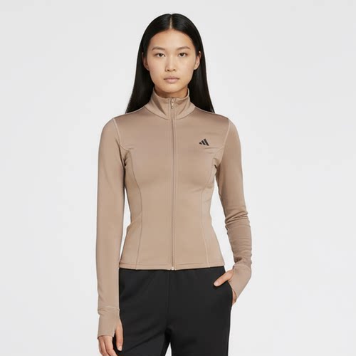 Adidas/阿迪达斯正品2025女士半高领健身运动修身外套JW2815