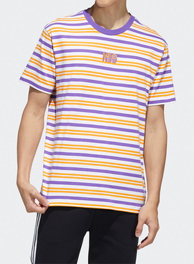 Adidas/阿迪达斯正品NEO SW STRP男女情侣运动条纹短袖T恤 HC9683