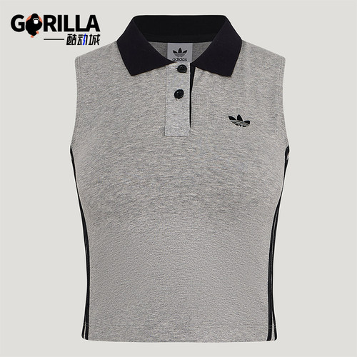 Adidas/阿迪达斯正品三叶草女士透气翻领针织POLO领背心T恤KY5694