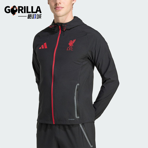Adidas/阿迪达斯正品2025夏季款男士日常足球连帽运动外套JZ5556