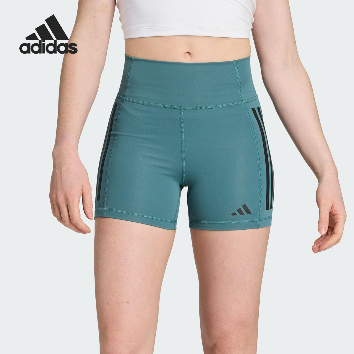 Adidas/阿迪达斯官方正品舒适夏季款女士训练紧身高腰短裤JX2817