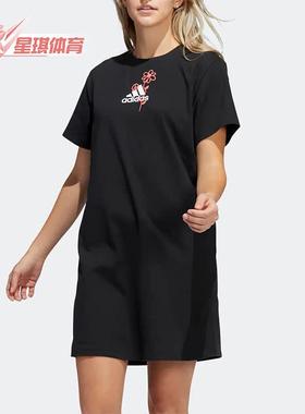 阿迪达斯女子长款T恤连衣裙