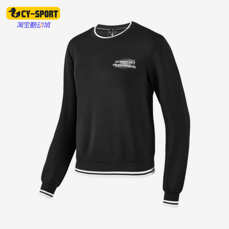 Skechers/斯凯奇正品运动女士宽松透气休闲圆领卫衣套头衫