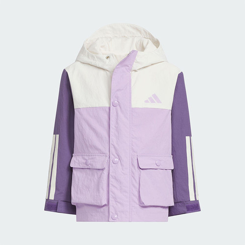 Adidas/阿迪达斯正品2025秋季款儿童休闲梭织拼接运动外套KS3080