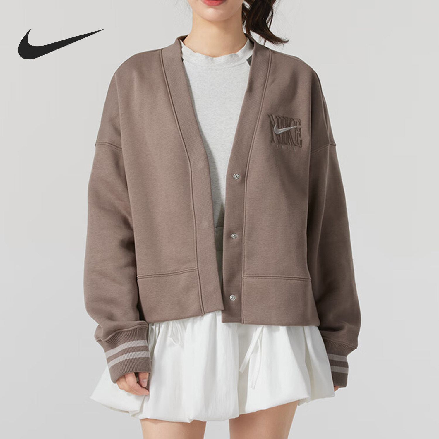 Nike/耐克正品2024新款女士开衫针织加绒夹克外套HJ0947-233