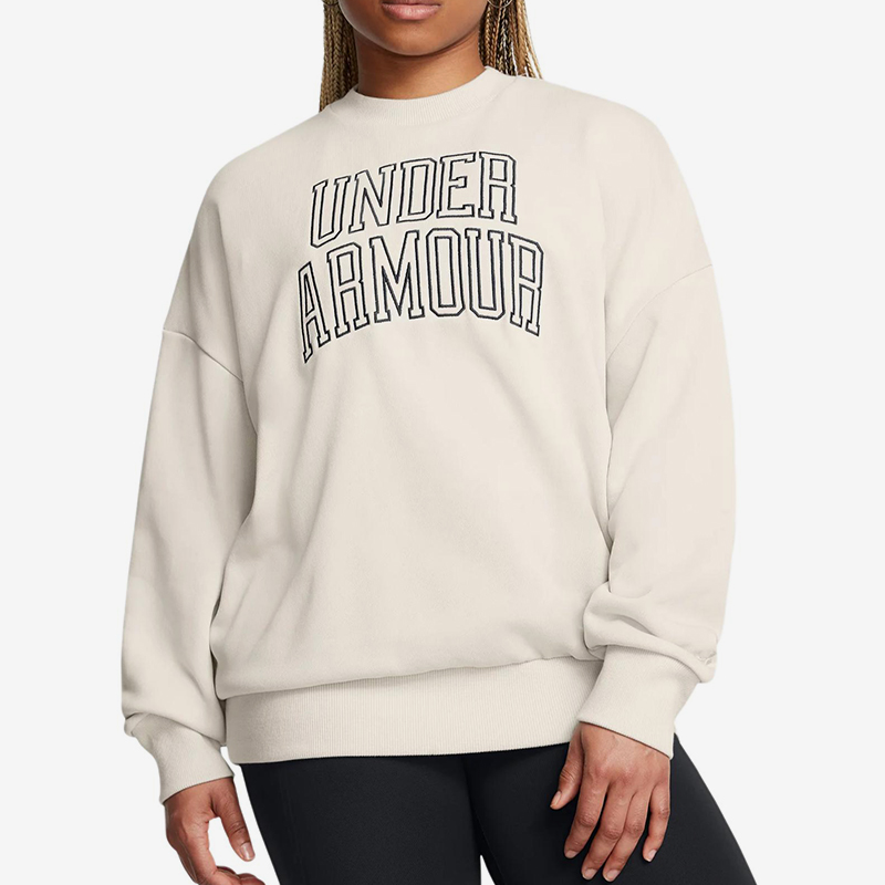 UA/安德玛正品户外女士圆领字母休闲运动宽松简约卫衣1386493-110