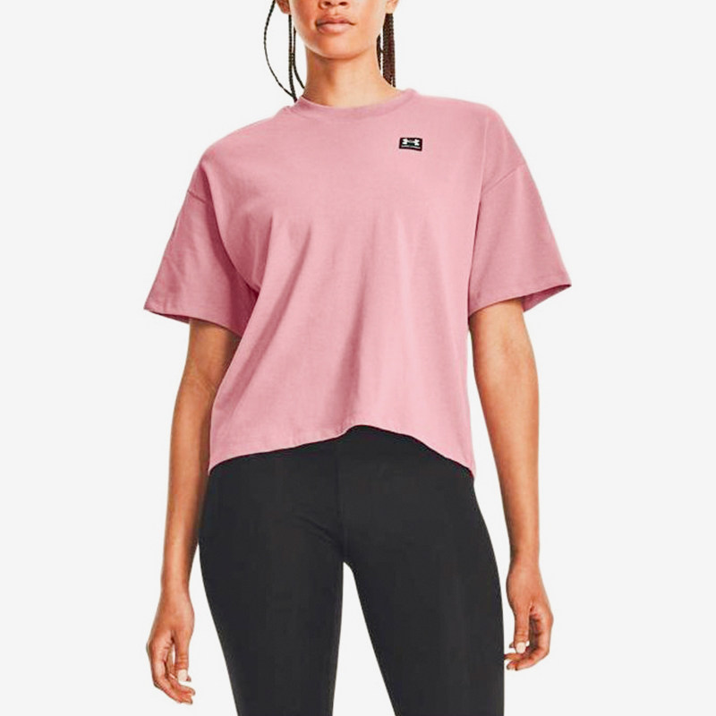 UA/安德玛正品新款女士宽松圆领logo印花训练运动短袖1379948-697